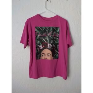 Frida Kahlo by Jerry Leigh California Pink Graphic T-Shirt Tee Women size Small